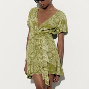 Zara Faux Wrap Mini Dress, Size Small